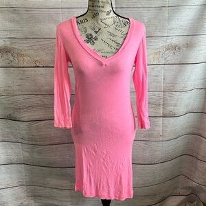 Alice + Olivia X Scoop NYC Dress Colab Casual Bodycon Size Small Tencel Hot Pink